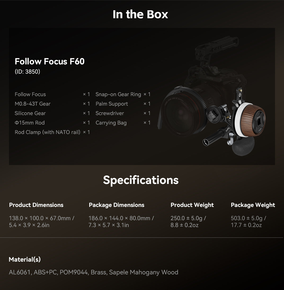 SmallRig Follow Focus F60 3850