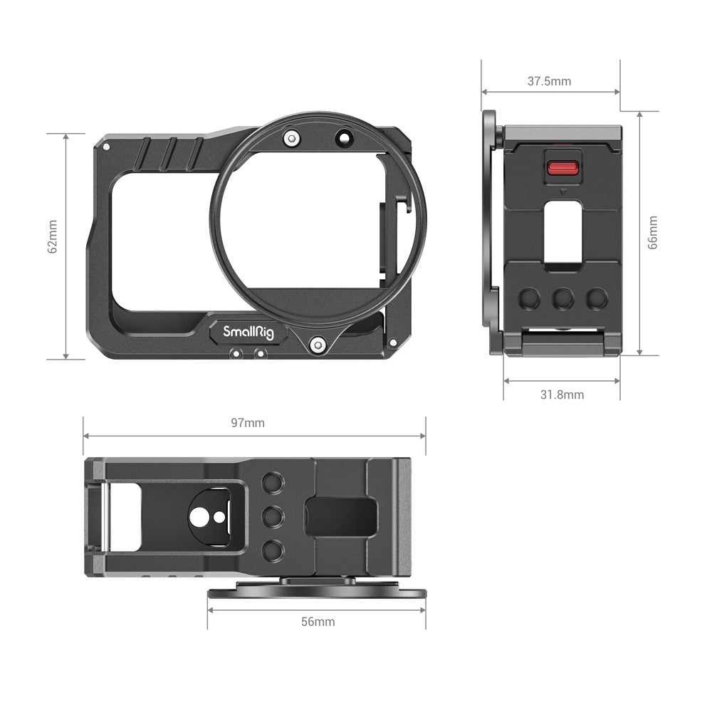 SmallRig Vlogging Cage and 52mm Filter Adapter for Insta360 ONE R 4K Edition 2901