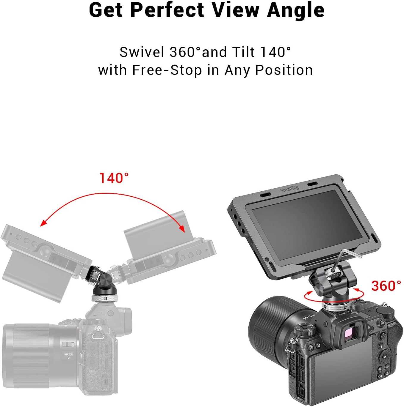 SmallRig Swivel and Tilt Monitor Mounting Support with Cold Shoe BSE2346B