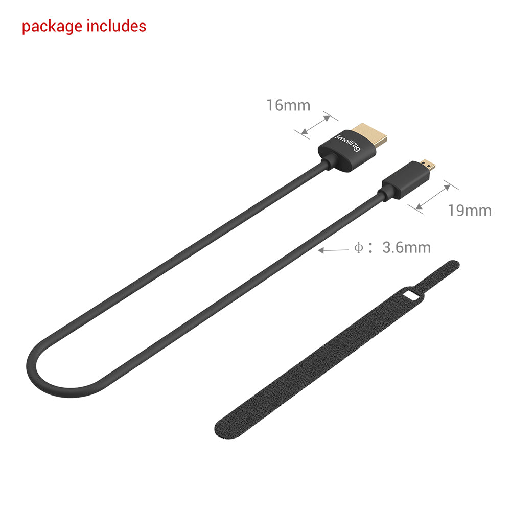 SmallRig Ultra-Slim 4K HDMI Data Cable (D to A) (35cm) 3042