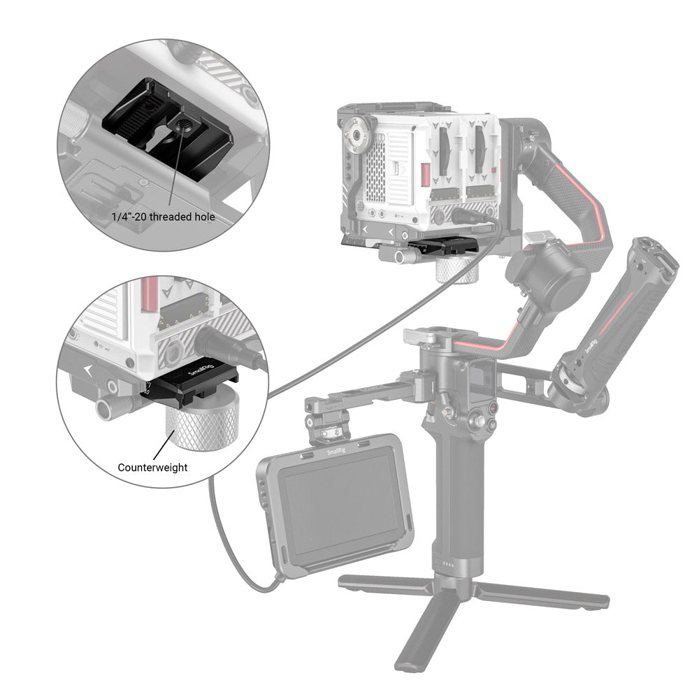 SmallRig Manfrotto Quick Release Plate for DJI RS 2 / RSC 2 / Ronin-S / RS 3 / RS 3 Pro Stabilizers 3158B