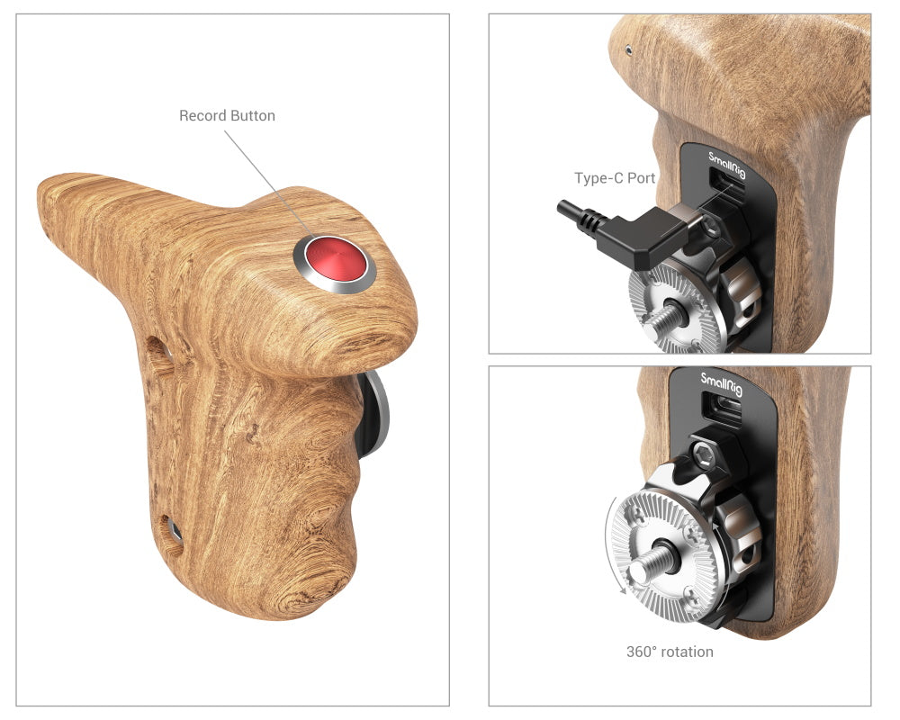 SmallRig Rosette Side Handle with Record Start / Stop Remote Trigger 3324