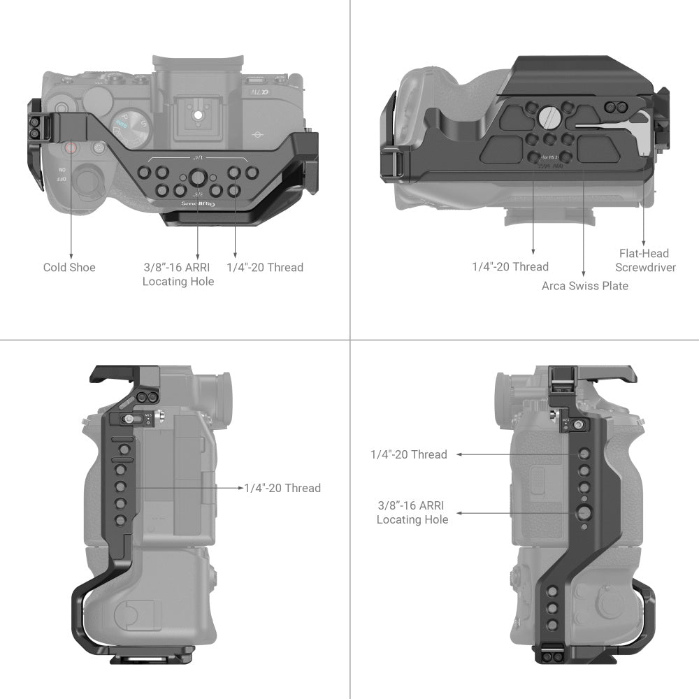 SmallRig Cage for Sony Alpha 7R V / Alpha 7 IV / Alpha 7S III / Alpha 7R IV / Alpha 1 with VG-C4EM Battery Grip 3594