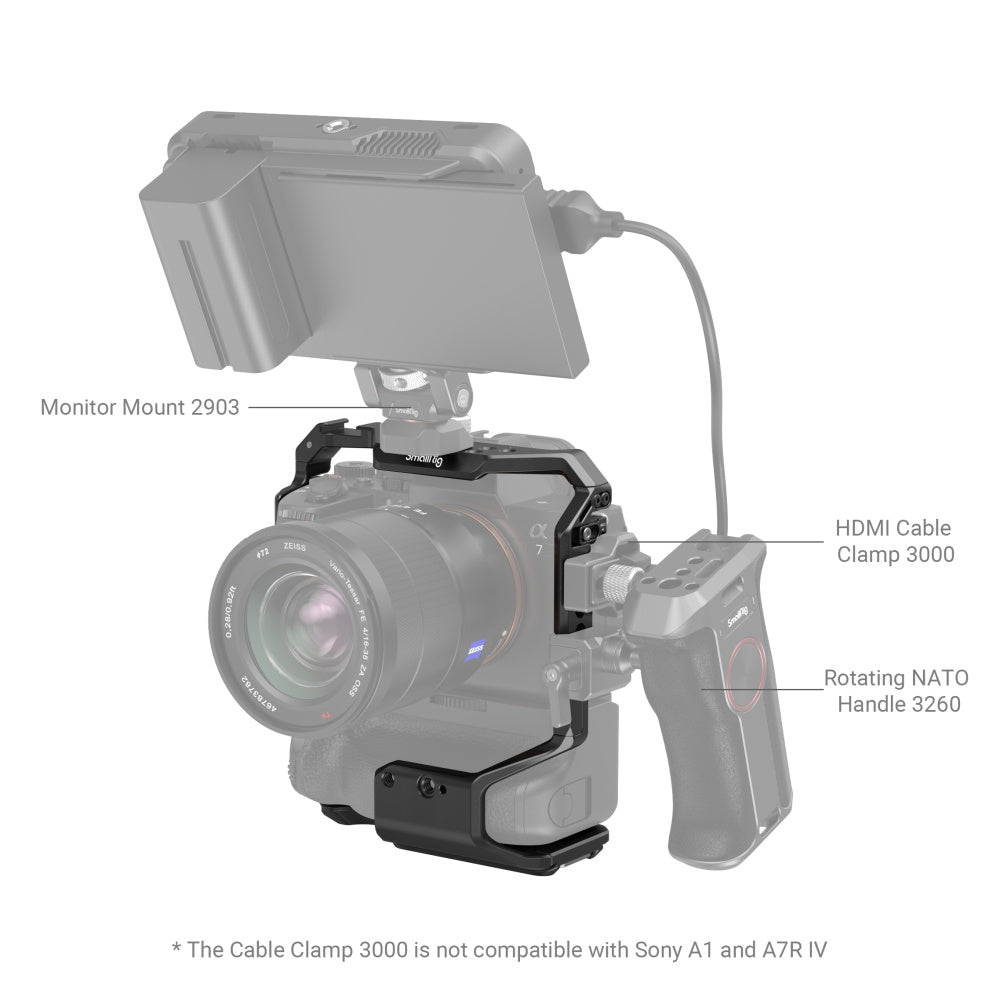 SmallRig Cage for Sony Alpha 7R V / Alpha 7 IV / Alpha 7S III / Alpha 7R IV / Alpha 1 with VG-C4EM Battery Grip 3594