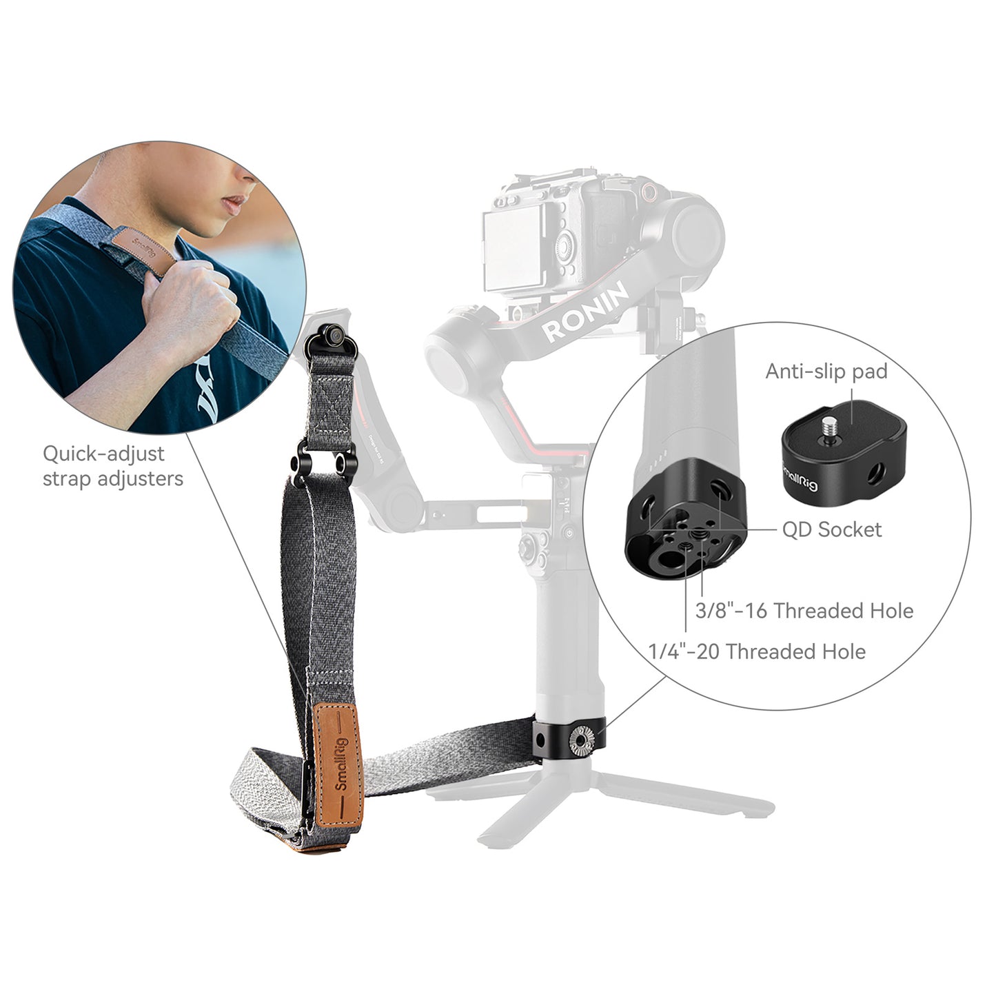 SmallRig Weight-Reducing Shoulder Strap for DJI RS 3 / RS 3 Pro / RS 2 4118