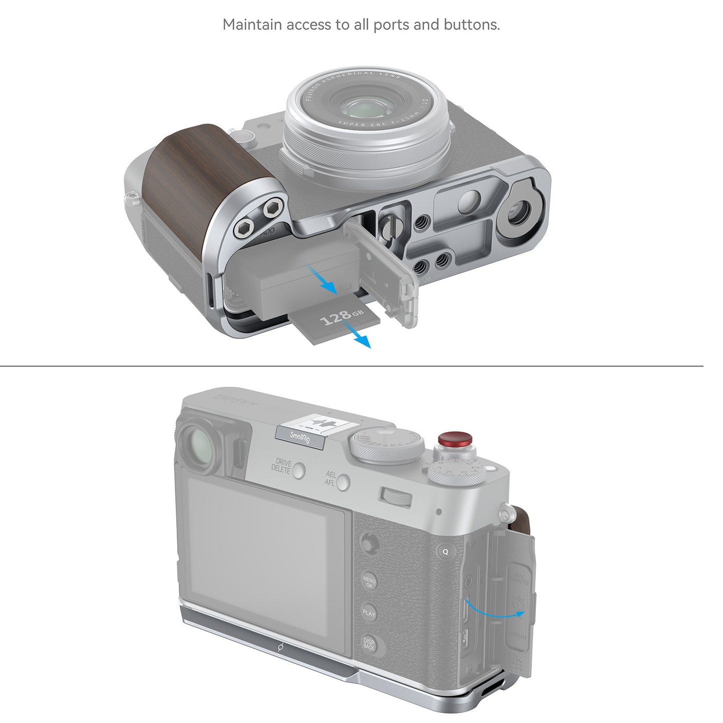 SmallRig Wooden L-Shape Grip for FUJIFILM X100VI / X100V (Sliver) 4804