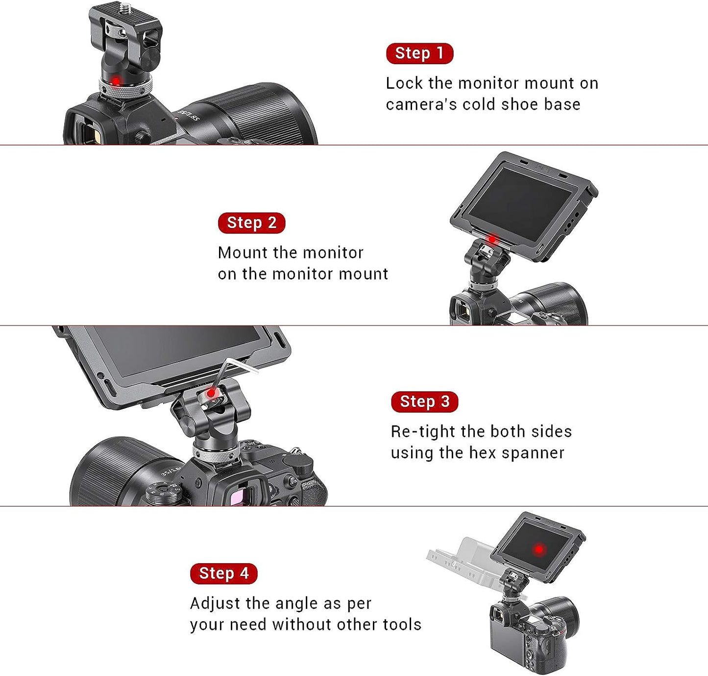 SmallRig Swivel and Tilt Monitor Mounting Support with Cold Shoe BSE2346B