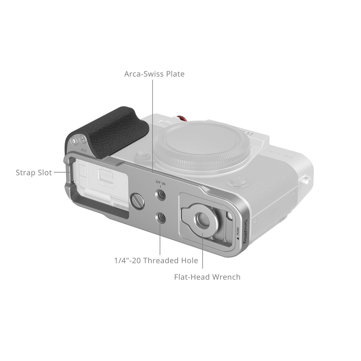 mallRig L-Shaped Mount Plate with Silicone Handle for FUJIFILM X-T30 / X-T30 II / X-T30 III (Silver) 5664