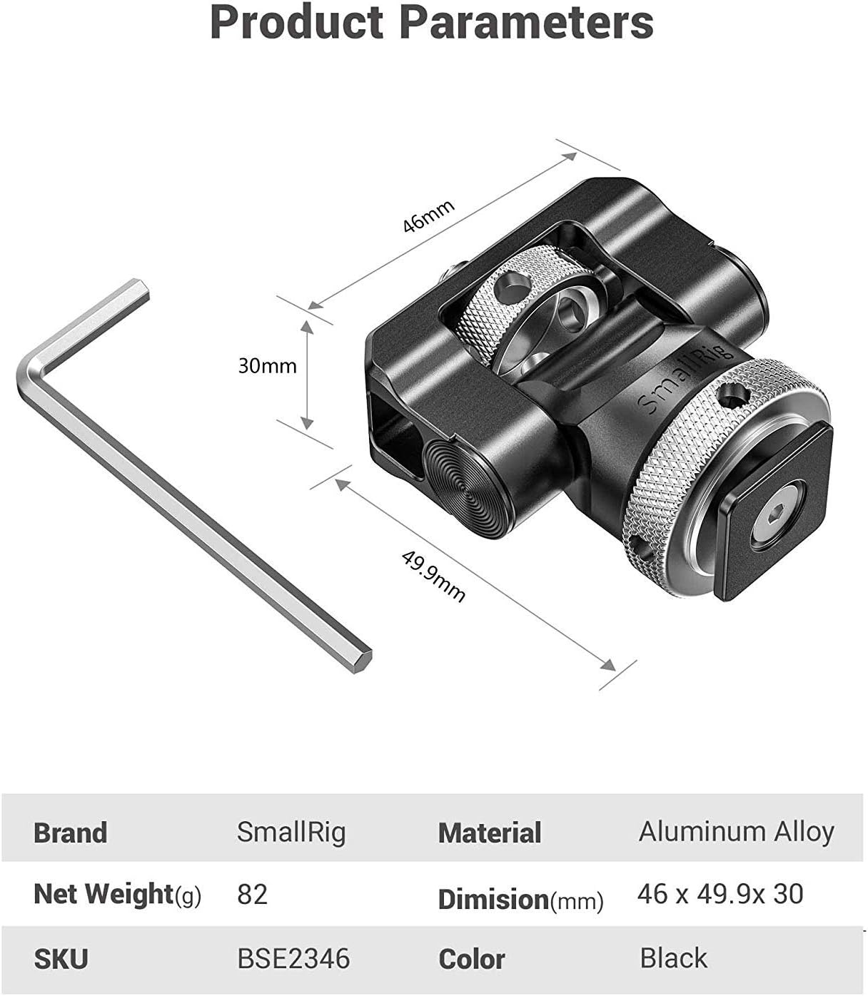 SmallRig Swivel and Tilt Monitor Mounting Support with Cold Shoe BSE2346B