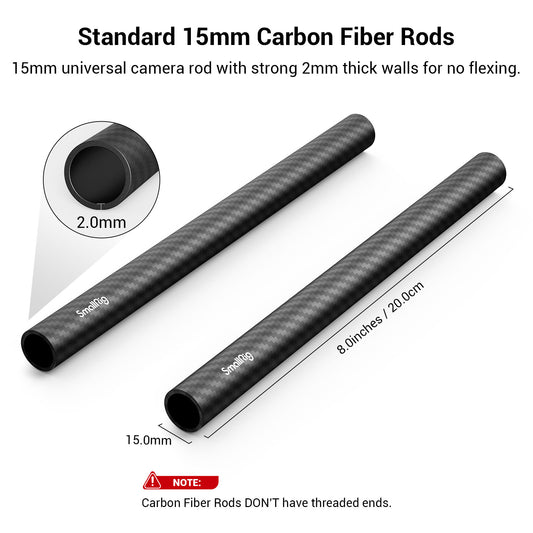 SmallRig 15mm Carbon Fiber Rod (20cm / 8in) (2pcs) 870
