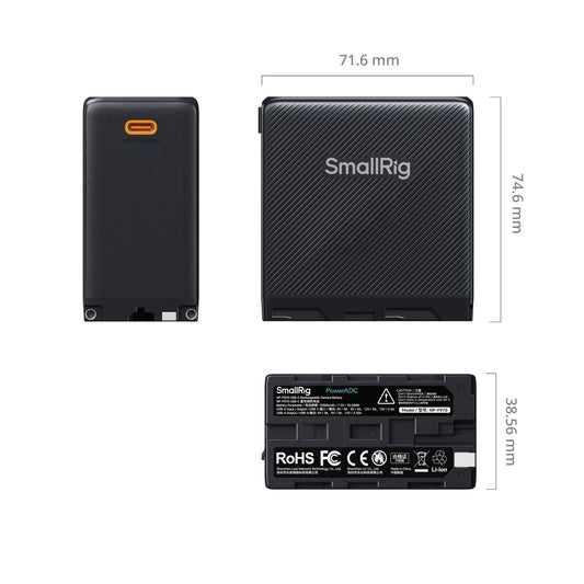 SmallRig USB-C Rechargeable Camera Battery for Sony NP-F970 (Black) 4469
