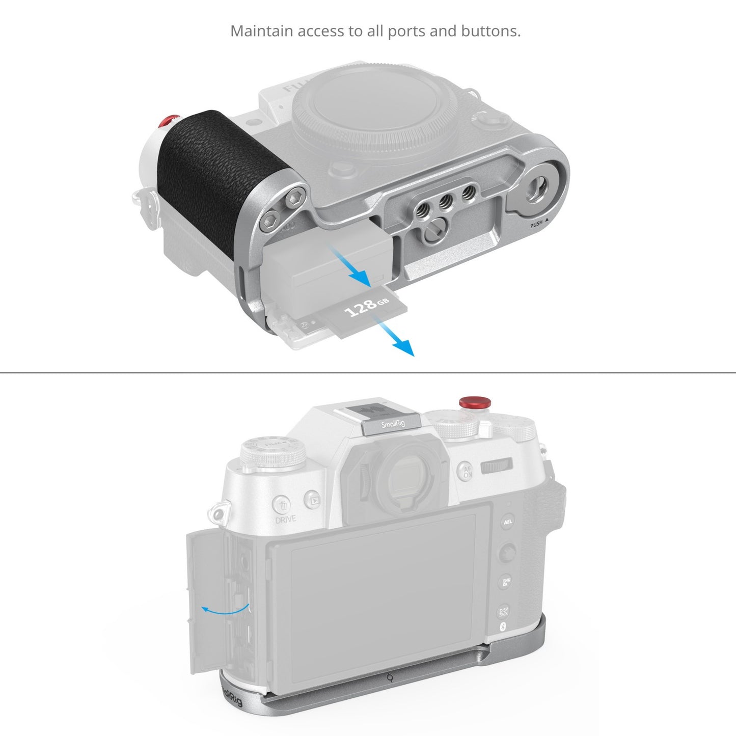 SmallRig L-Shape Mount Plate with Handle for FUJIFILM X-T50 (Silicone/Silver) 4713C