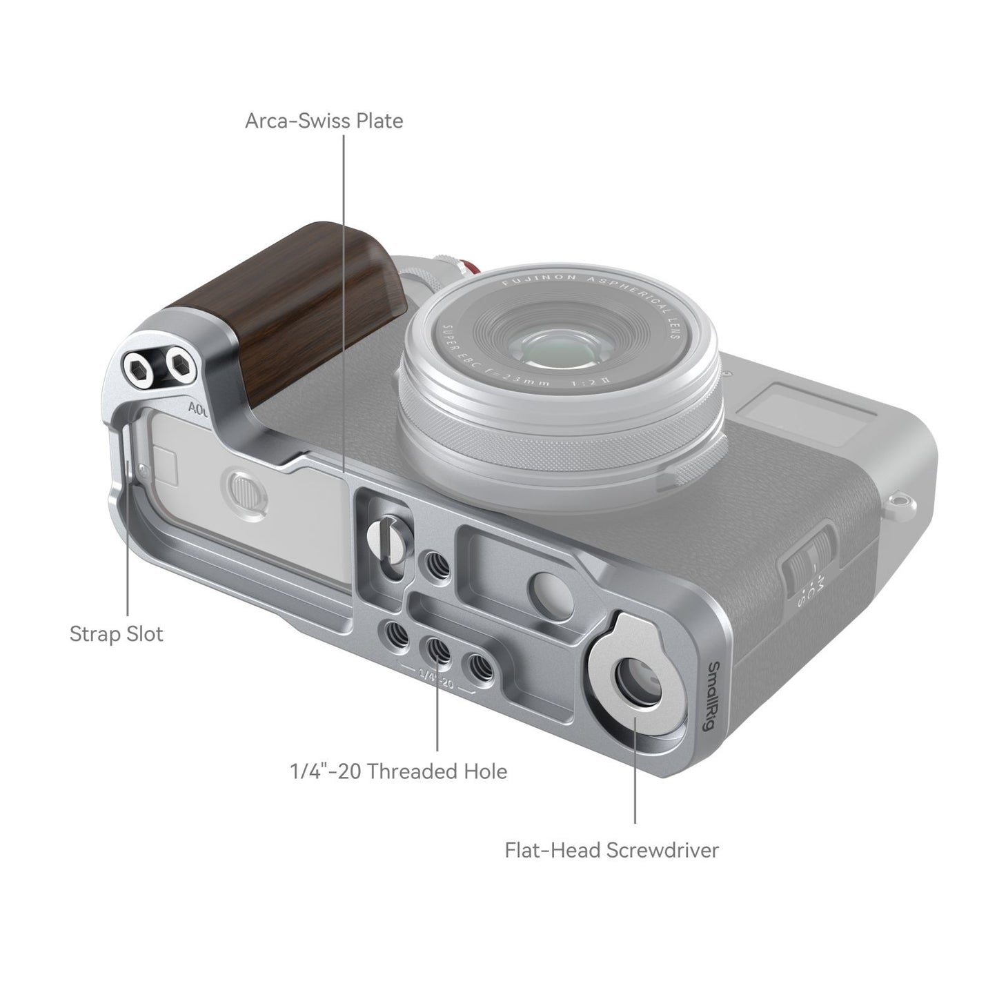 SmallRig Wooden L-Shape Grip for FUJIFILM X100VI / X100V (Sliver) 4804