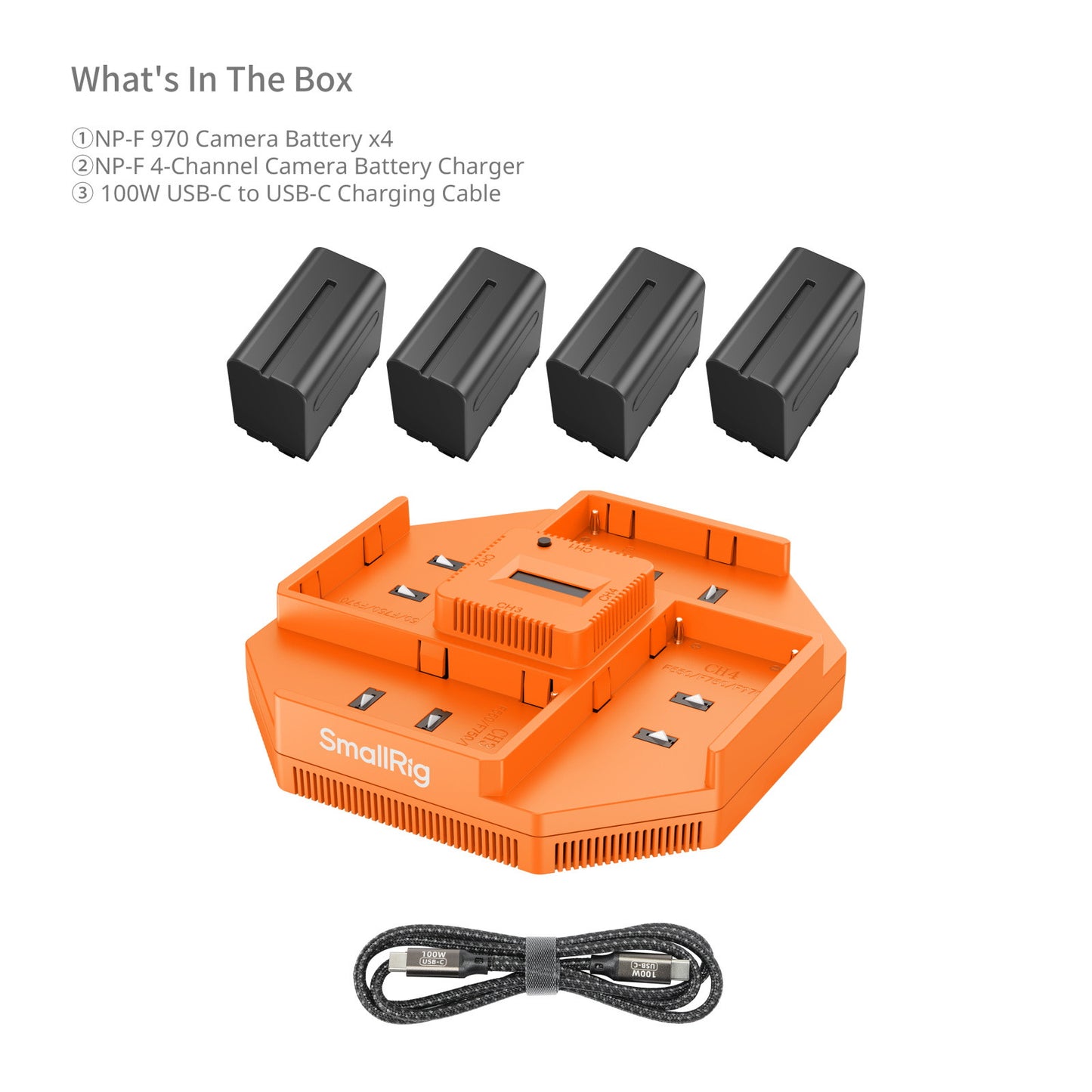 SmallRig 4-Channel Camera Battery Charger & 4-Battery Kit for Sony NP-F970 4834