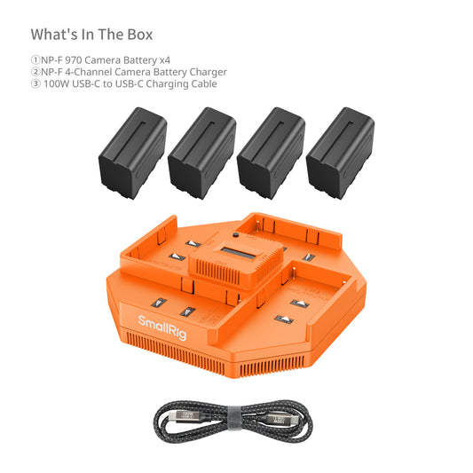 SmallRig 4-Channel Camera Battery Charger & 4-Battery Kit for Sony NP-F970 4834