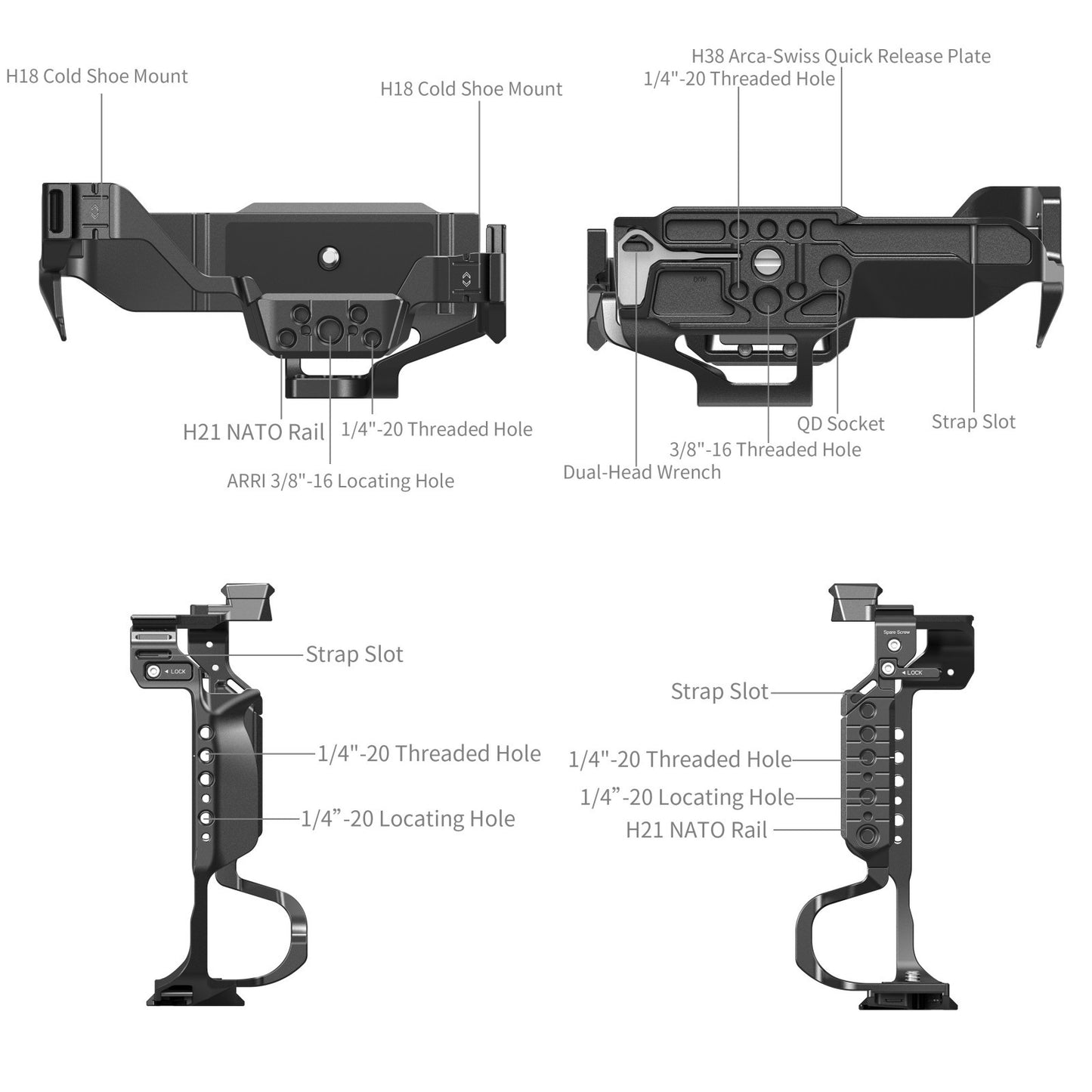 SmallRig Cage for Panasonic LUMIX S1 II / S1 IIE / S1R II / S5 II / S5 IIX / G9 II with DMW-BG1 / DMW-BG2 Battery Grip 5147