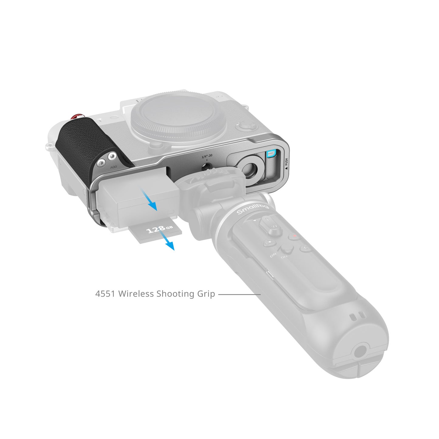 mallRig L-Shaped Mount Plate with Silicone Handle for FUJIFILM X-T30 / X-T30 II / X-T30 III (Silver) 5664